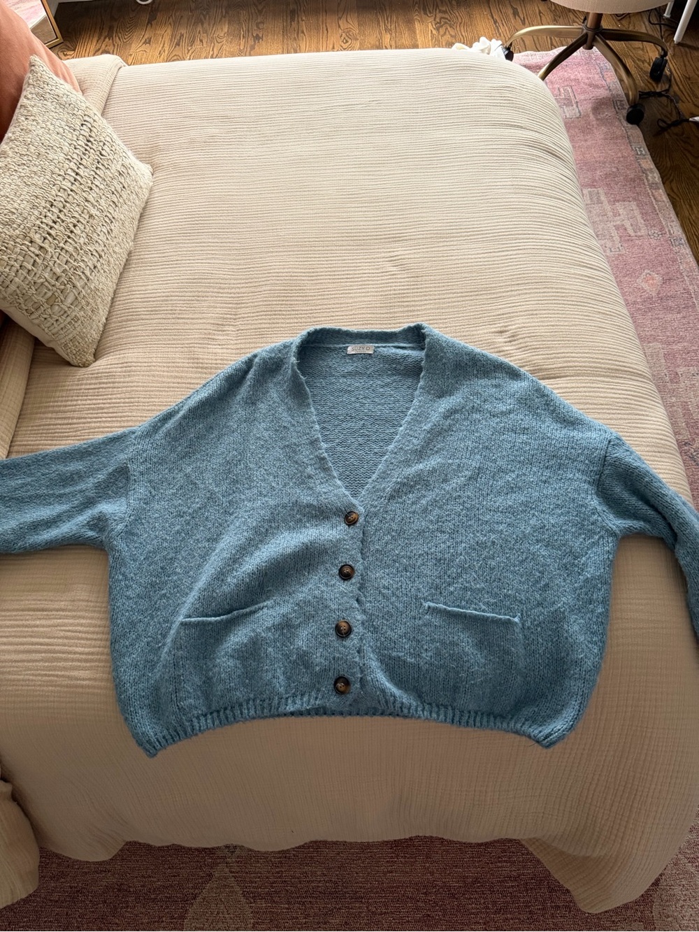 Cozy Light Blue V-Neck Button Cardigan